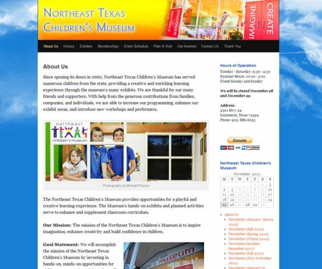 Northeast Texas Children's Museum - Web Design