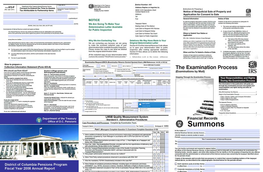 Grid displaying thumbnails of nine 508 accessible forms