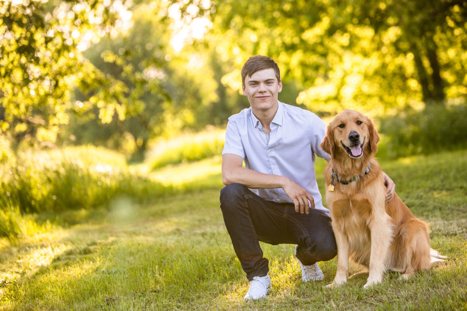 Gage Pogue with dog