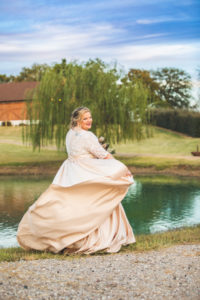 Bride spinning in dress