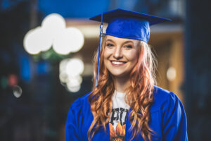 Girl in cap and gown