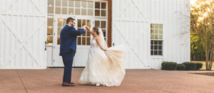 Bride and groom spinning